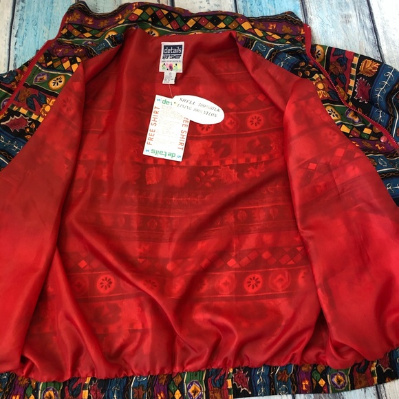 VTG Details Sportswear Jacket Silk Floral - Picture 6 of 8